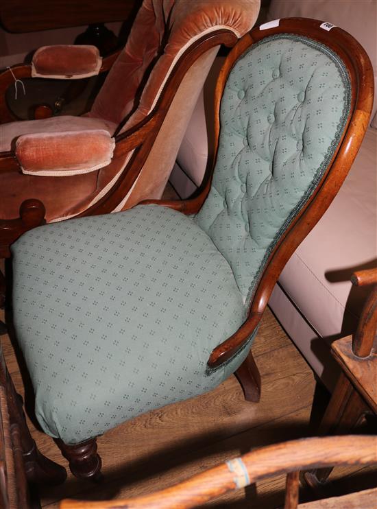 A Victorian buttonback nursing chair